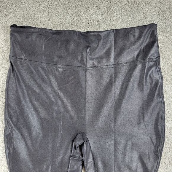Serra Womens Faux Leather Leggings XL Black Metallic Stretch Skinny Slim Fit New - Picture 11 of 13